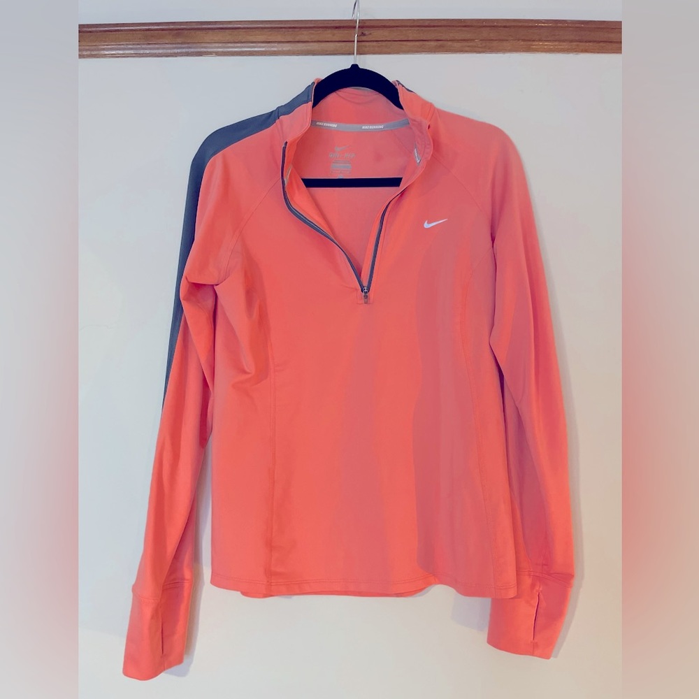 Nike dry fit women’s running half zip , coral!